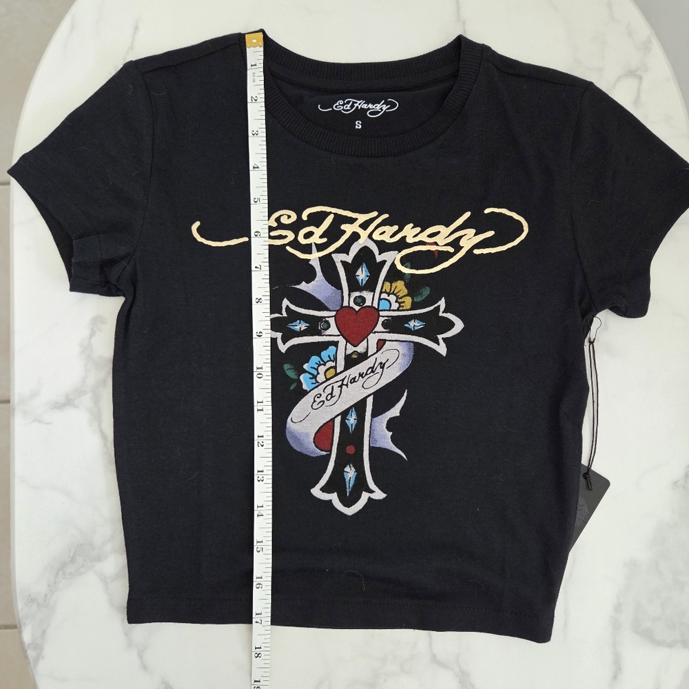 Ed Hardy Y2K Cross Graphic Tee NWT Youth Small Fits 7/8 Girls or XXS/XS Women - Picture 15 of 16